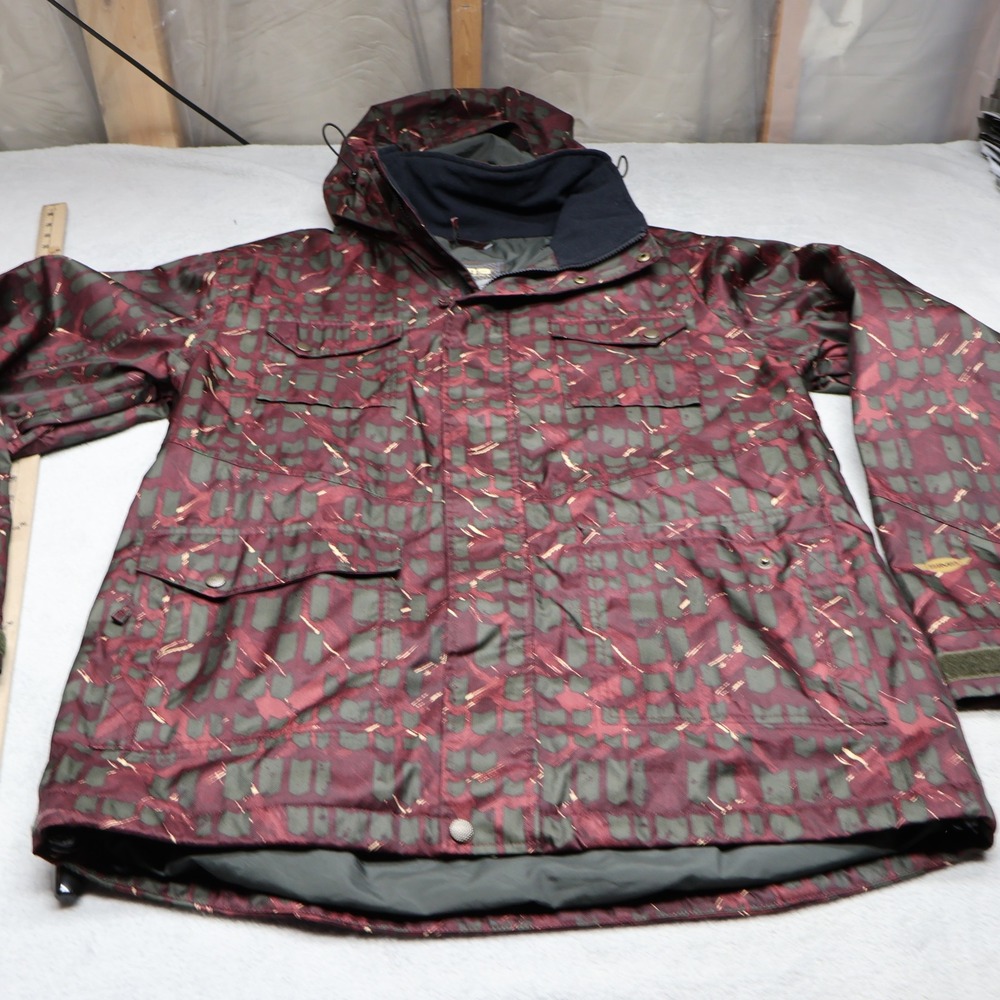 Sims Jacket Mens XL Red Geometric Insulated Warm Hooded Ski Snow Winter Outdoor